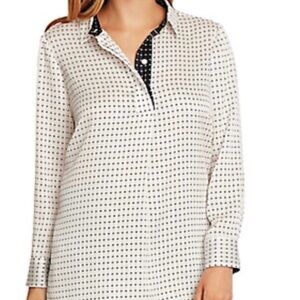 Vince Camuto Geo Print Collared Shirt White and Navy tunic